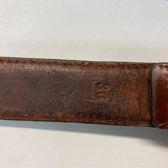 Woven Leather Men’s Belt, Brown, Gold Brass Hardware, Size 36 - Picture 5 of 10